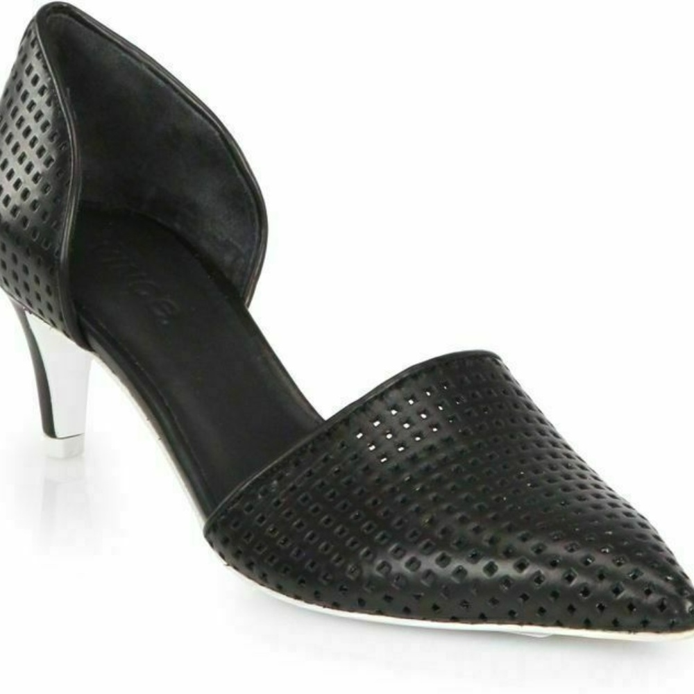 Black Vince leather pointed toe heels